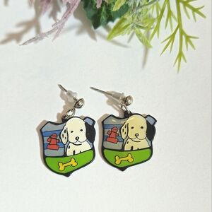 Disney AAI 101 Dalmations Sheild Shaped Dog Dangle Earrings